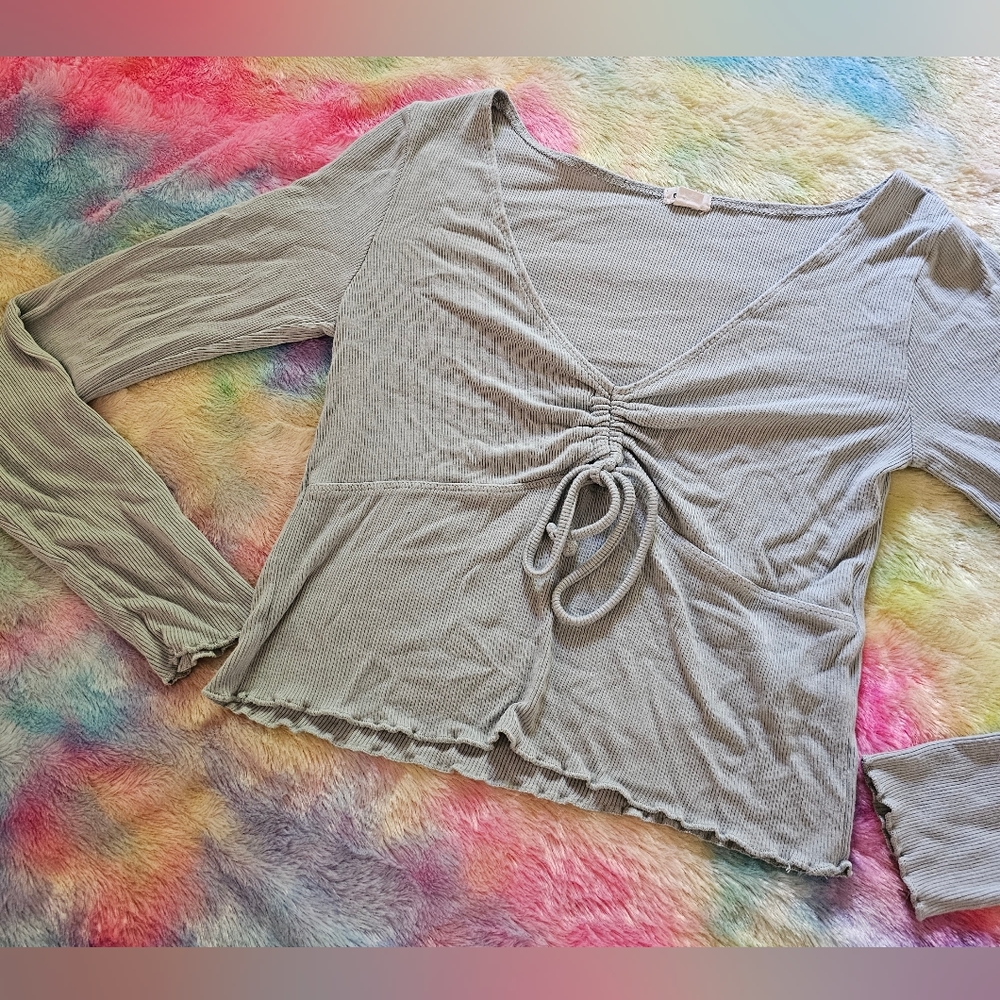 Garage Baby Blue Long Sleeve Crop Top